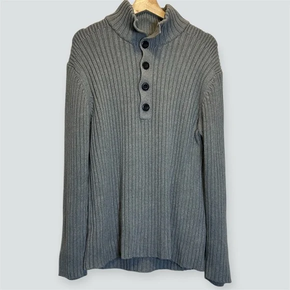 Vintage Banana Republic Gray Cotton Heavy Cable Knit Pullover L - Picture 6 of 6